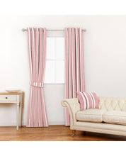 Load image into Gallery viewer, Heacham Stripe Cranberry Curtain Fabric