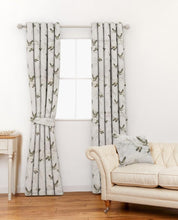 Load image into Gallery viewer, Animalia Embroidered Jacquard Silver Curtain Fabric