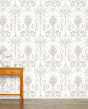 Load image into Gallery viewer, Josette Dove Grey/White Wallpaper
