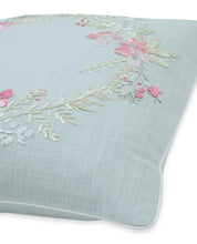 Load image into Gallery viewer, Becky Floral Wreath Duck Egg Cushion
