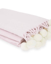 Load image into Gallery viewer, Blush Pom Pom Knitted Blanket
