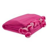 Load image into Gallery viewer, Pink Pom Pom Cotton Blanket
