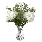 Load image into Gallery viewer, White Hydrangea, Thistle and Wintersweet in Vase
