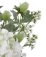 Load image into Gallery viewer, White Hydrangea, Thistle and Wintersweet in Vase

