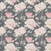 Load image into Gallery viewer, Peonies Dark Smoke Grey Curtain Fabric
