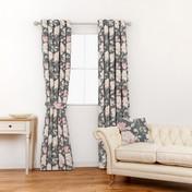 Load image into Gallery viewer, Peonies Dark Smoke Grey Curtain Fabric
