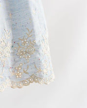 Load image into Gallery viewer, Blue Speckled Embroidered Border Toddler Dress
