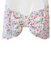 Load image into Gallery viewer, White Top with Ditsy Print Bow Detail
