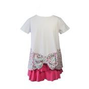Load image into Gallery viewer, White Top with Ditsy Print Bow Detail
