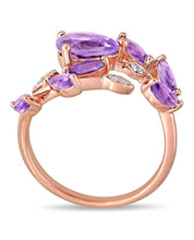 Load image into Gallery viewer, Amethyst &amp;  Diamond Leaf Ring
