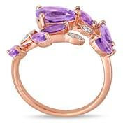 Load image into Gallery viewer, Amethyst &amp;  Diamond Leaf Ring
