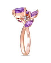 Load image into Gallery viewer, Amethyst &amp;  Diamond Leaf Ring
