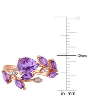 Load image into Gallery viewer, Amethyst &amp;  Diamond Leaf Ring
