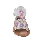 Load image into Gallery viewer, Girls White Multi Flower Gladiator Sandal
