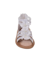 Load image into Gallery viewer, Girls White Flower Gladiator Sandal
