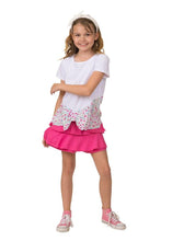 Load image into Gallery viewer, White Top with Ditsy Print Bow Detail
