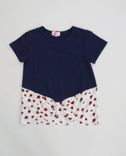 Load image into Gallery viewer, Navy Top with Lady Bug Print Bow Detail
