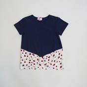 Load image into Gallery viewer, Navy Top with Lady Bug Print Bow Detail
