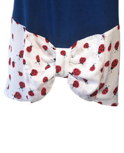 Load image into Gallery viewer, Navy Top with Lady Bug Print Bow Detail
