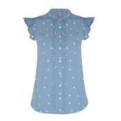 Load image into Gallery viewer, Delphinium Polka Dot Pintuck Blouse
