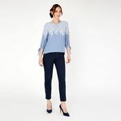 Load image into Gallery viewer, Blue Bow Sleeve Climbing Floral Blouse
