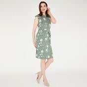 Load image into Gallery viewer, Khaki Pretty Posy Print Shirt Dress
