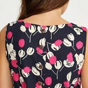 Load image into Gallery viewer, Navy/Lobster Tulip Print Shift Dress
