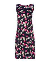 Load image into Gallery viewer, Navy/Lobster Tulip Print Shift Dress
