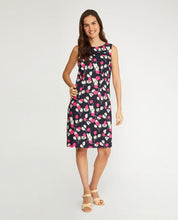 Load image into Gallery viewer, Navy/Lobster Tulip Print Shift Dress
