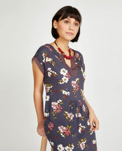 Load image into Gallery viewer, Ink Desert Blossom and Flower Border Print Tunic Dress
