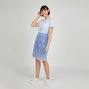 Load image into Gallery viewer, Embroidery and Cutwork Linen A-Line Skirt
