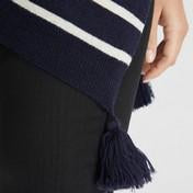Load image into Gallery viewer, Navy and White Striped Tassel Poncho Scarf
