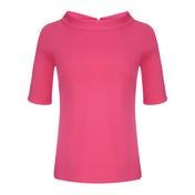 Load image into Gallery viewer, Hot Pink Zip Neck Bardot Top

