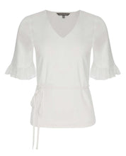 Load image into Gallery viewer, Ivory 1/2 Sleeve V-Neck Chiffon Frill Top
