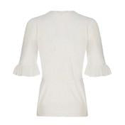 Load image into Gallery viewer, Ivory 1/2 Sleeve V-Neck Chiffon Frill Top
